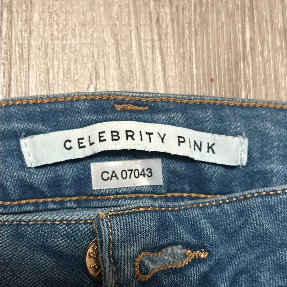 Celebrity Pink Rolled Cuff Denim Shorts - Picture 2 of 6